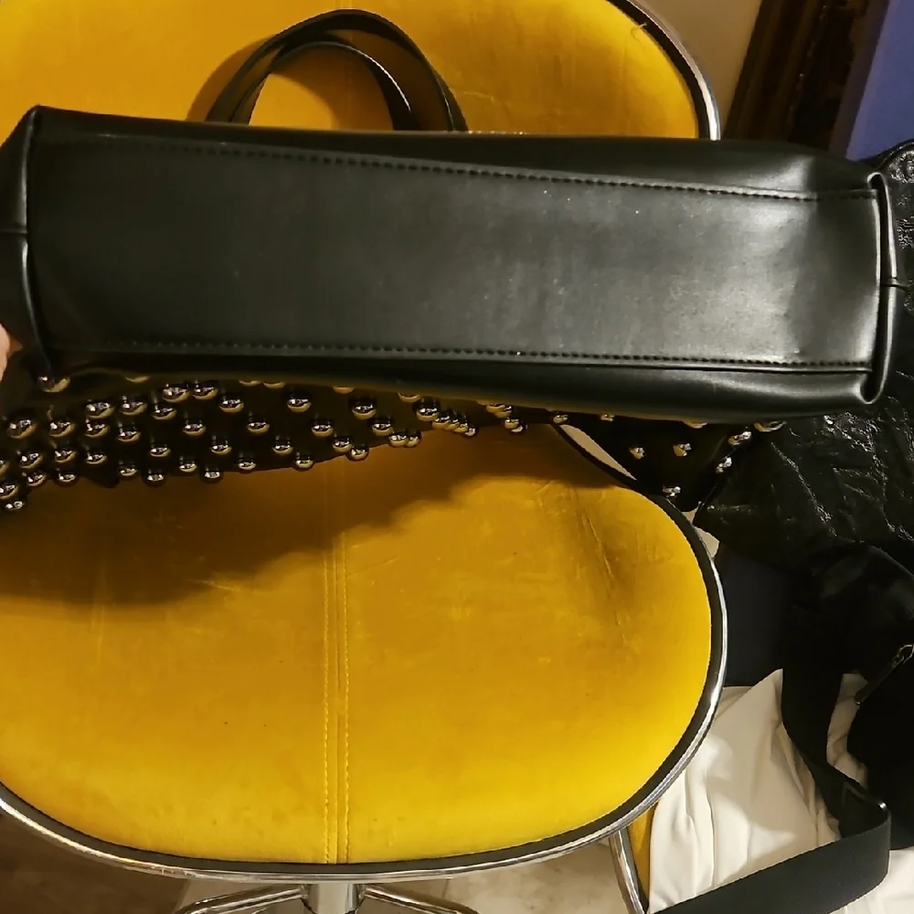 BCBGeneration Black Studded Tote with Silver Accents - Picture 4 of 7